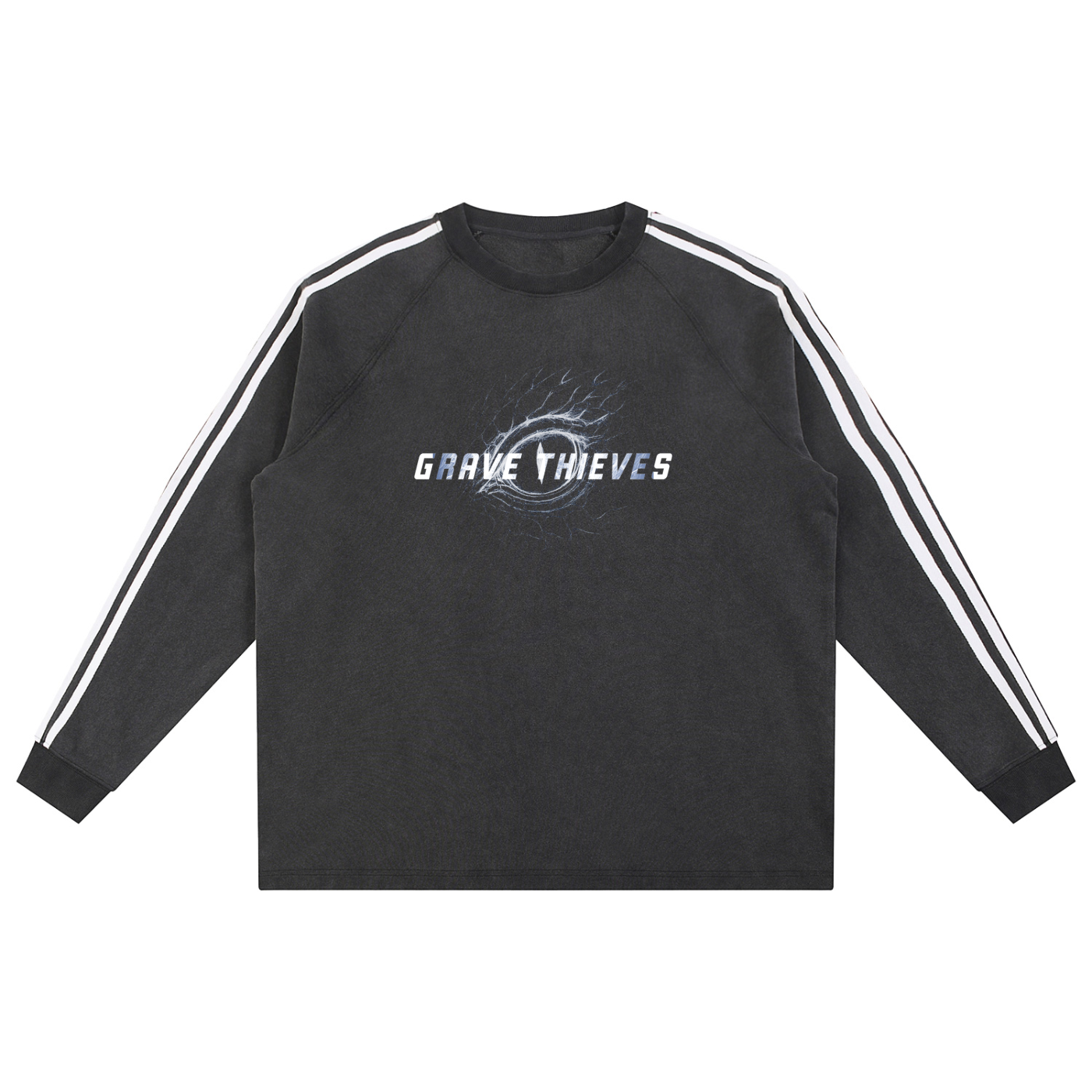 Eye of the Eternal V3 // Vintage Wash Contrast Tape Sweatshirt - Charcoal
