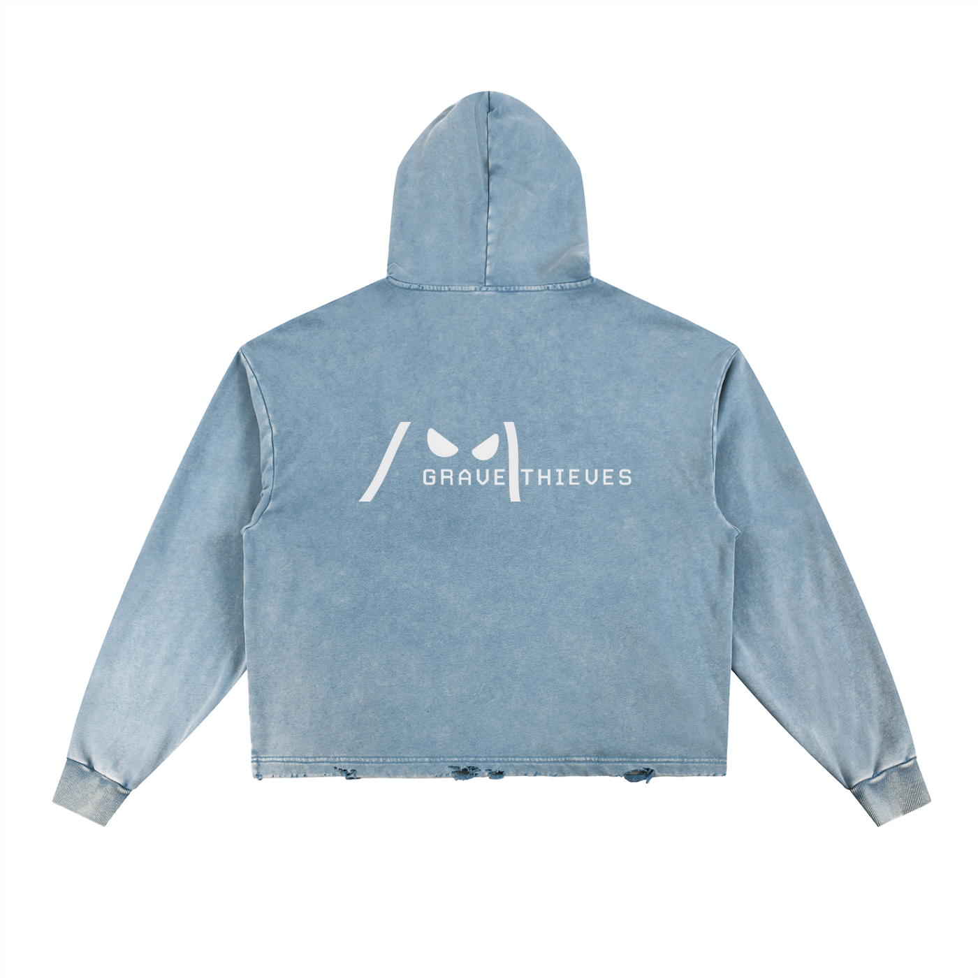 Ghost // Heavyweight Vintage Washed Distressed Hoodie - Baby Blue