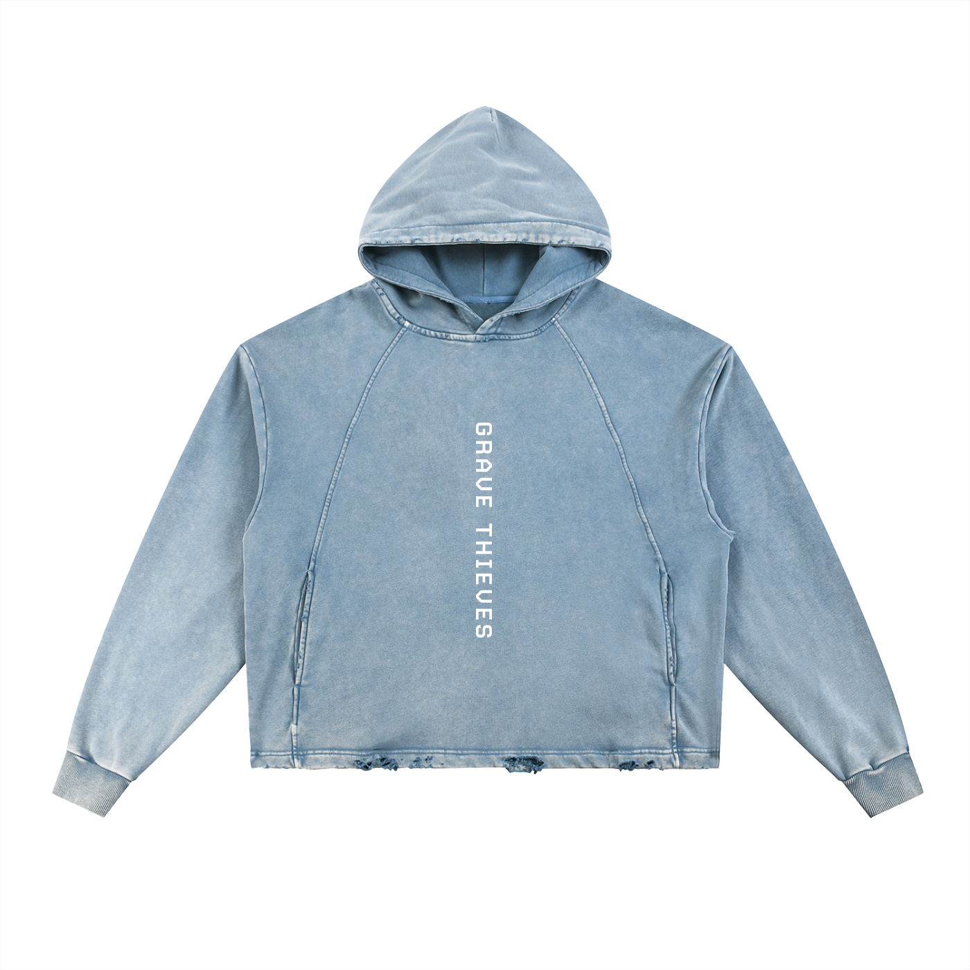 Ghost // Heavyweight Vintage Washed Distressed Hoodie - Baby Blue