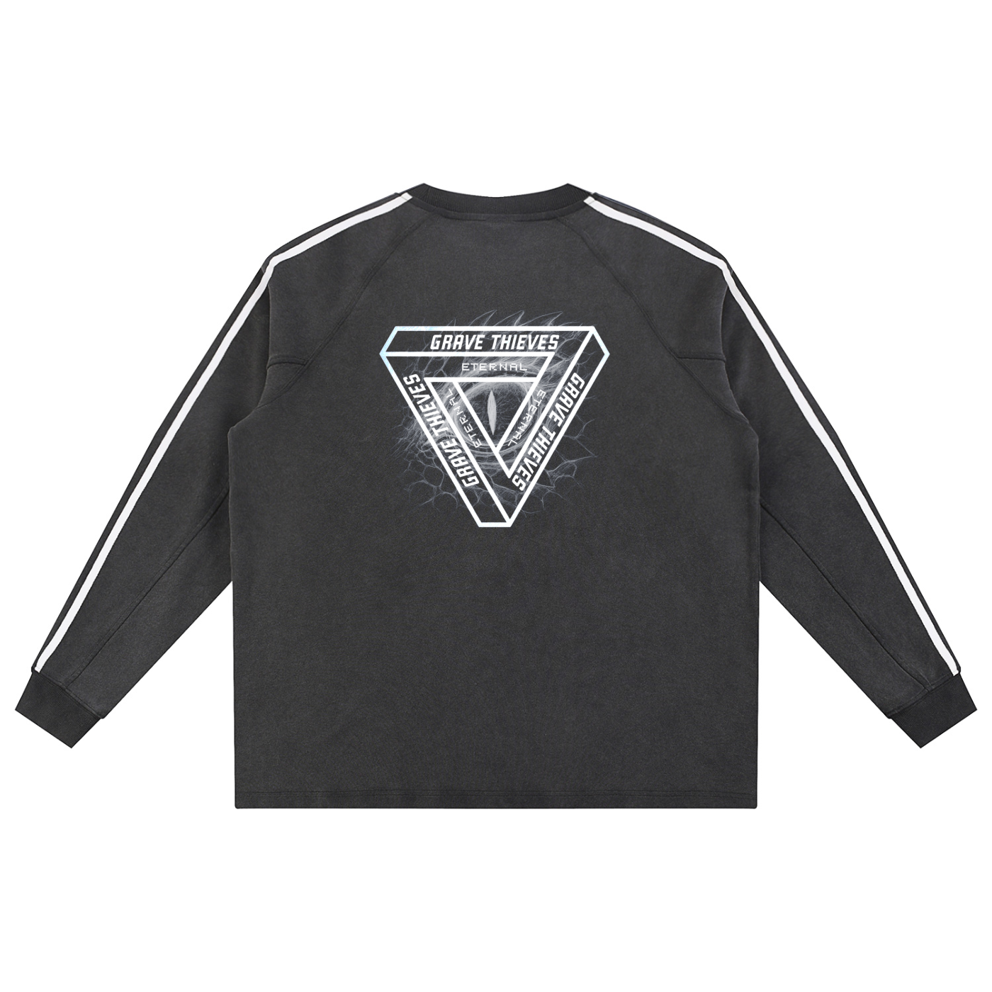 Eye of the Eternal V3 // Vintage Wash Contrast Tape Sweatshirt - Charcoal