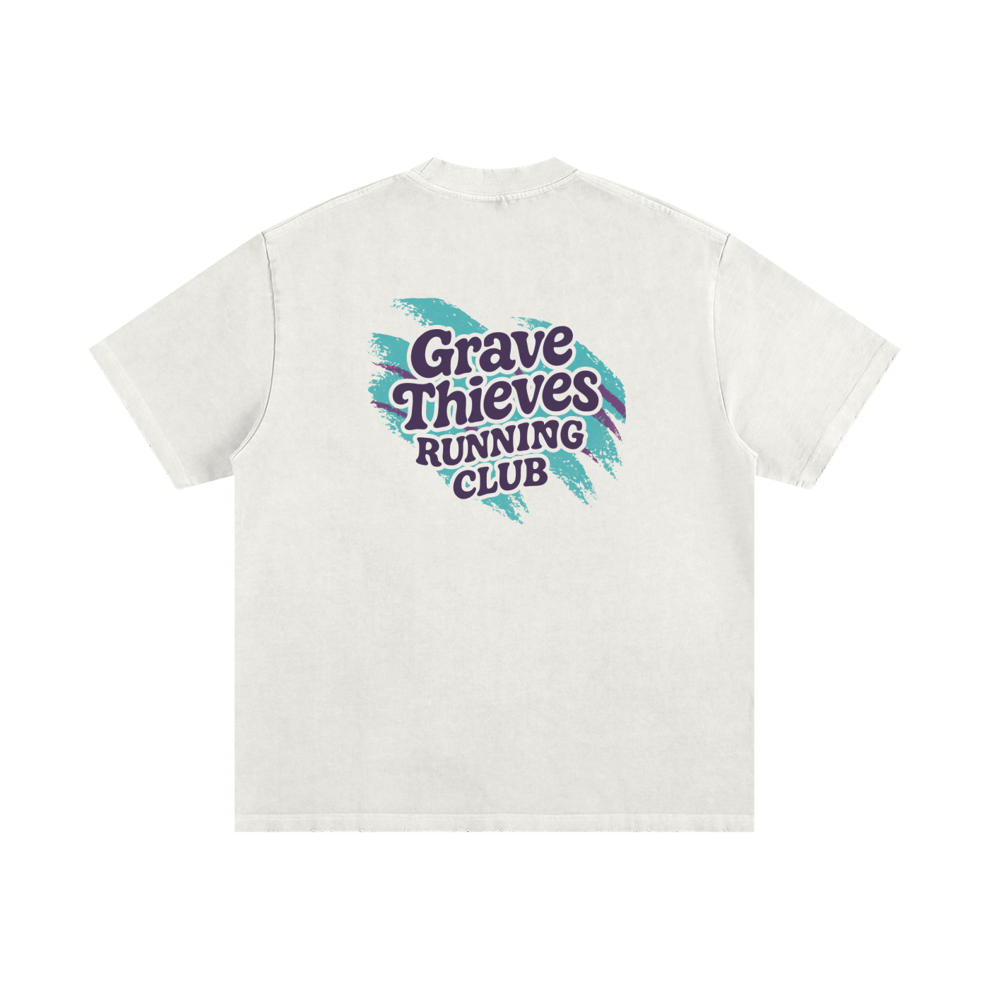 GT Run Club // Heavyweight Vintage Washed Frayed Tee - White Cream